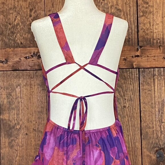 Dark Fairy Boho Whimsigoth Tiered Ruffle Fit and Flare Maxi dress Sz M - Picture 6 of 8